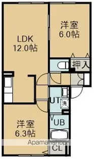 グレイス中道【1階】の間取り